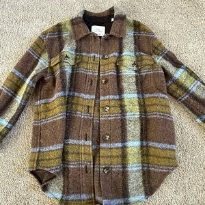 Aritzia Wilfred The Ganna Brown Plaid shacket